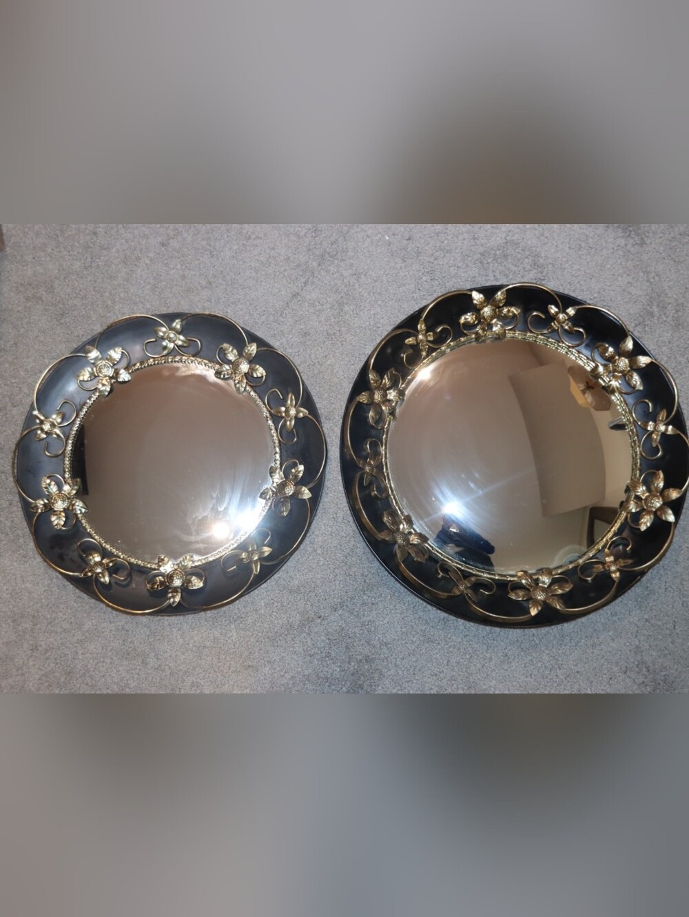 Ornate Black and Gold Decorative Wall Mirrors - Set of 2